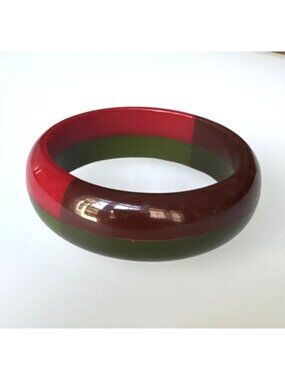 VTG Bakelite Bangle Multicolor Bracelet Tested Red Brown Green Art Deco Jewelry